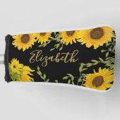 Geel Zonnebloemen Floral custom name dames Golfheadcover (Voorkant)