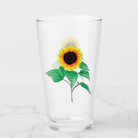 Geel Zonnebloemen Glas (Voorkant)