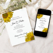 Geel Zonnebloemen Viering van het Leven Memorial Kaart