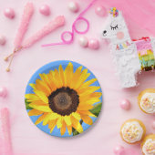 Geel Zonnebloempapier Borden Blue Sky Papieren Bordje (Feest)