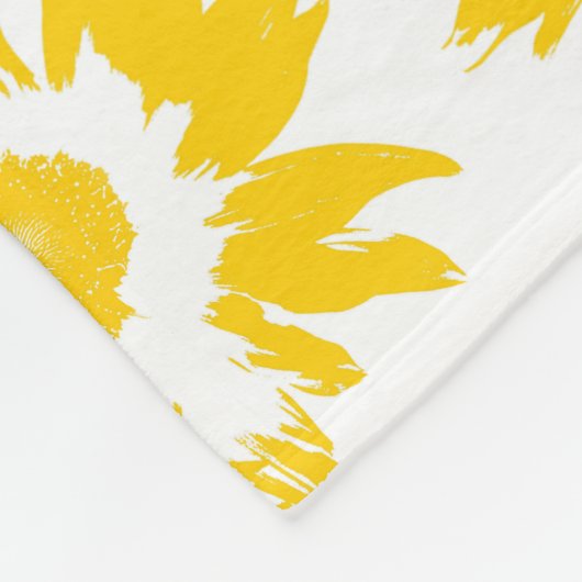 Geel zonnebloempatroon fleece deken (Hoek)