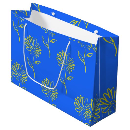 Geel zonnebloempatroon groot cadeauzakje (Voorkant Gekanteld)