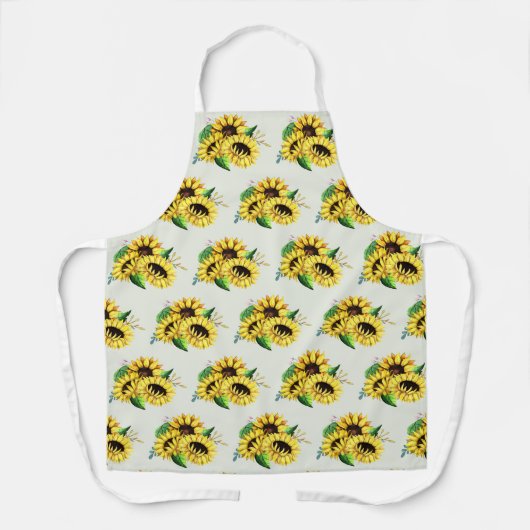 Geel zonnebloempatroon in Waterverf Apron Schort (Voorkant)