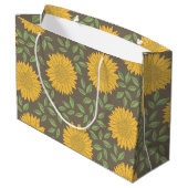 Geel zonnebloempatroon large cadeautasje (Achterkant Gekanteld)