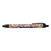 Geel zonnebloempatroon Navy Blue, gepersonaliseerd Zwarte Inkt Pen (Bovenkant)