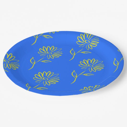 Geel zonnebloempatroon papieren bordje (Gekanteld)