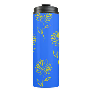 Geel zonnebloempatroon thermosbeker