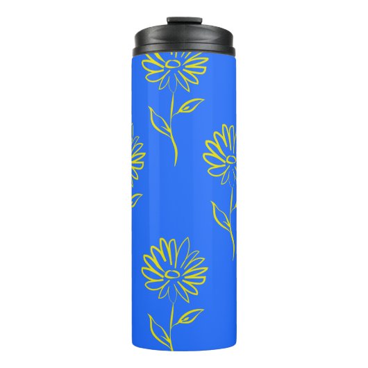 Geel zonnebloempatroon thermosbeker (Voorkant)