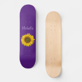 Geel zonnebloempje Monogram Cute Paars Persoonlijk Skateboard (Voorkant)