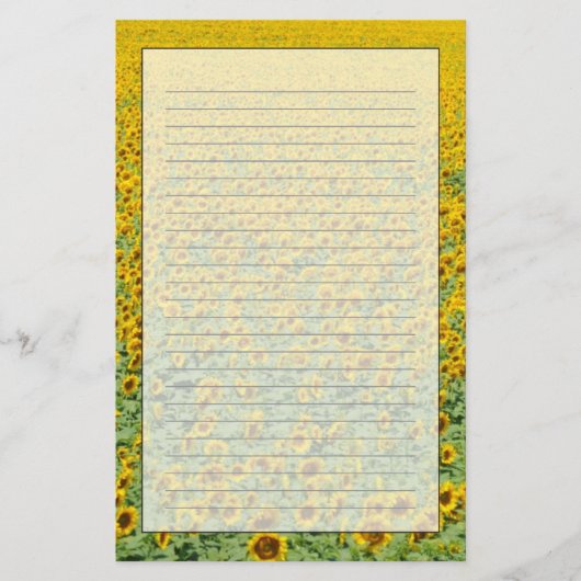 Geel zonnebloemveld briefpapier (Voorkant)