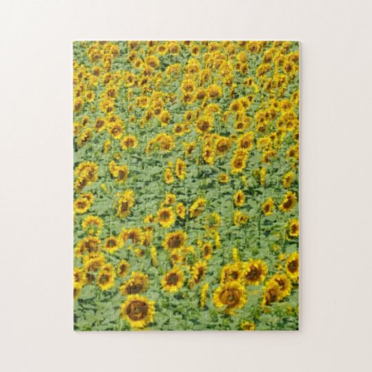 Geel zonnebloemveld legpuzzel (Verticaal)