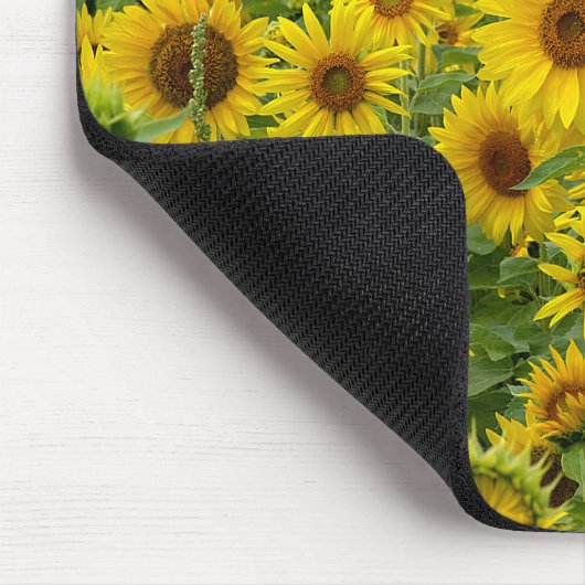 Geel zonnebloemveld muismat (Hoek)