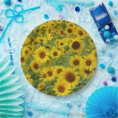 Geel zonnebloemveld papieren bordje (Feest)