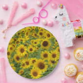 Geel zonnebloemveld papieren bordje (Feest)