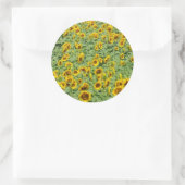 Geel zonnebloemveld ronde sticker (Tas)