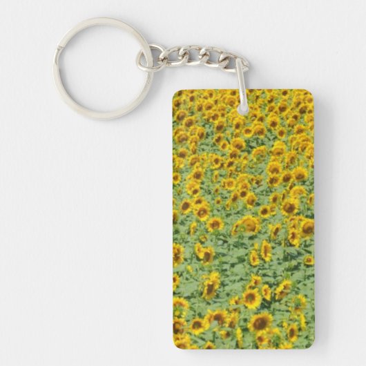 Geel zonnebloemveld sleutelhanger (Voorkant)