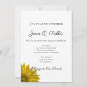 Geel Zonnebloesems Dood Jubileum Kaart (Achterkant)