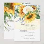 Geel zonneforaal Baby shower Invitat Kaart (Voorkant / Achterkant)