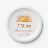 geel zonneschijn retro Waterverf Baby shower Papieren Bordje (Voorkant)