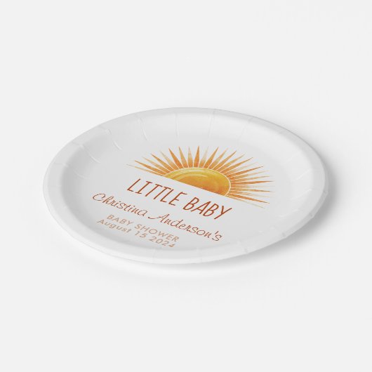 geel zonneschijn retro Waterverf Baby shower Papieren Bordje (Gekanteld)