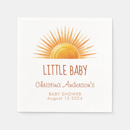 geel zonneschijn retro Waterverf Baby shower Servet (Voorkant)