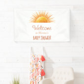 geel zonneschijn retro Waterverf Baby shower Spandoek (Insitu)