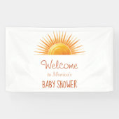 geel zonneschijn retro Waterverf Baby shower Spandoek (Horizontaal)
