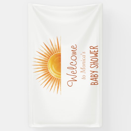 geel zonneschijn retro Waterverf Baby shower Spandoek (Verticaal)