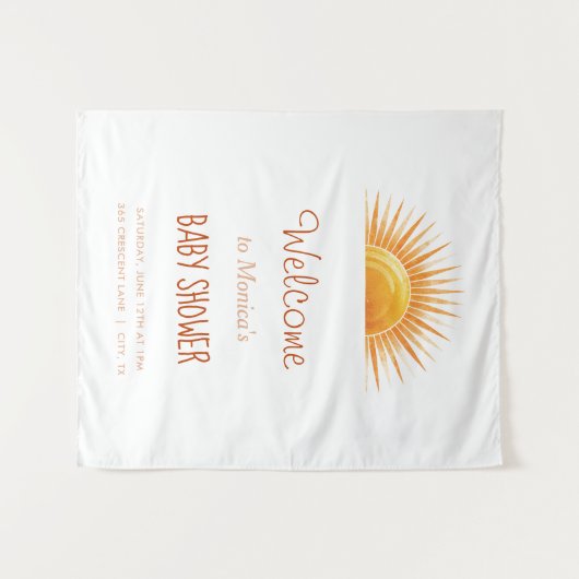 geel zonneschijn retro Waterverf Baby shower Wandkleed (Voorkant (horizontaal))