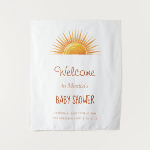 geel zonneschijn retro Waterverf Baby shower Wandkleed