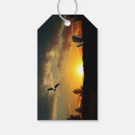 Geel zonsonderdgrijs Label met grijze beemdommen Cadeaulabel