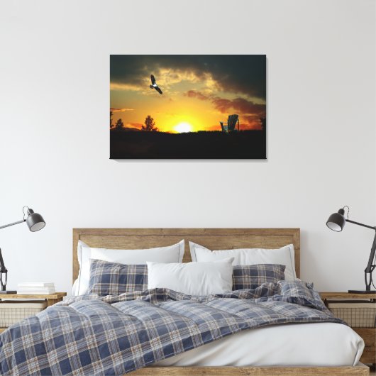 Geel zonsonderdgrijsmagerstaafje met gerasterd can canvas afdruk (Insitu (Slaapkamer))