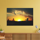 Geel zonsonderdgrijsmagerstaafje met gerasterd can canvas afdruk (Insitu (Woonkamer))