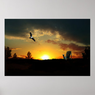 Geel zonsondergang Poster
