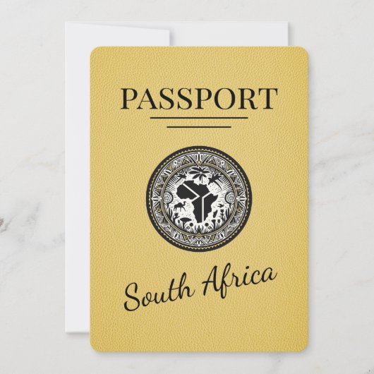 Geel Zuid-Afrika paspoort Save The Date (Voorkant)