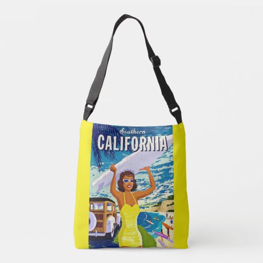 geel Zuid-Californië Reisposter Crossbody Tas (Achterkant)