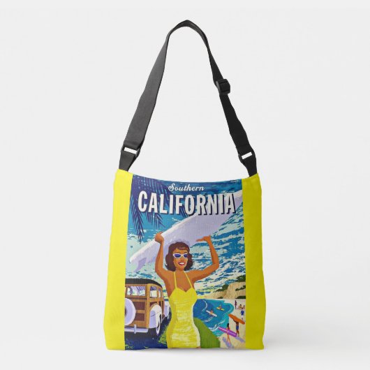  geel Zuid-Californië Reisposter Crossbody Tas (Voorkant)