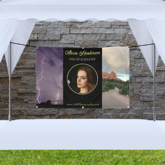 Geel & Zwart 3 Foto Business Booth Tent Spandoek