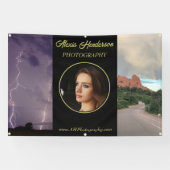 Geel & Zwart 3 Foto Business Booth Tent Spandoek (Horizontaal)