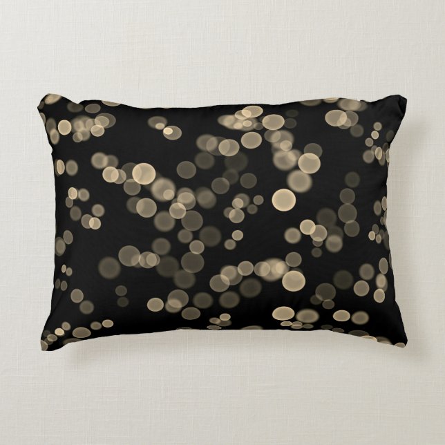 Geel Zwart Abstract Bubble Bokeh Pattern Accent Kussen (Voorkant)