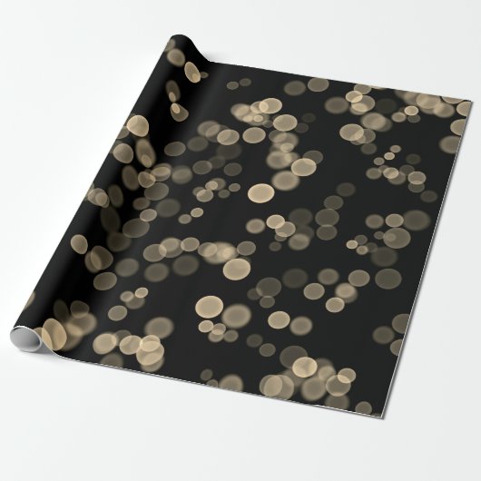 Geel Zwart Abstract Bubble Bokeh Pattern Cadeaupapier (Uitgerold)