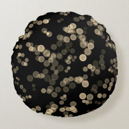 Geel Zwart Abstract Bubble Bokeh Pattern Rond Kussen