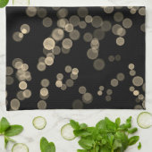 Geel Zwart Abstract Bubble Bokeh Pattern Theedoek (Gevouwen)