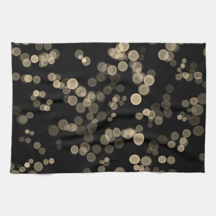 Geel Zwart Abstract Bubble Bokeh Pattern Theedoek