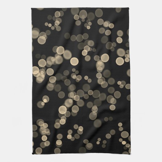 Geel Zwart Abstract Bubble Bokeh Pattern Theedoek (Verticaal)