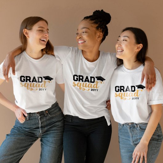 Geel zwart Afstudeerder Squad add Year T-shirt