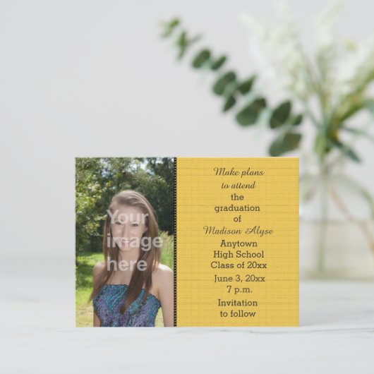 Geel zwart Afstuderen van de Foto sparen de Kaart (Staand voorkant)