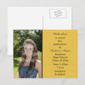 Geel zwart Afstuderen van de Foto sparen de Kaart  (Voorkant / Achterkant)