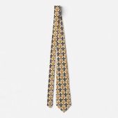 Geel Zwart Barok Fleur-de-lis Patroon Design Stropdas (Achterkant)