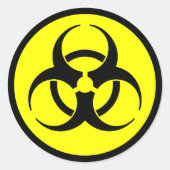 Geel & Zwart Biohazard Symbool Sticker (Voorkant)